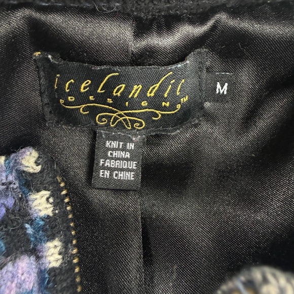 Icelandic Design Sweater M Womens Purple Pure Wool Jacket Scandinavian Floral - Picture 7 of 14